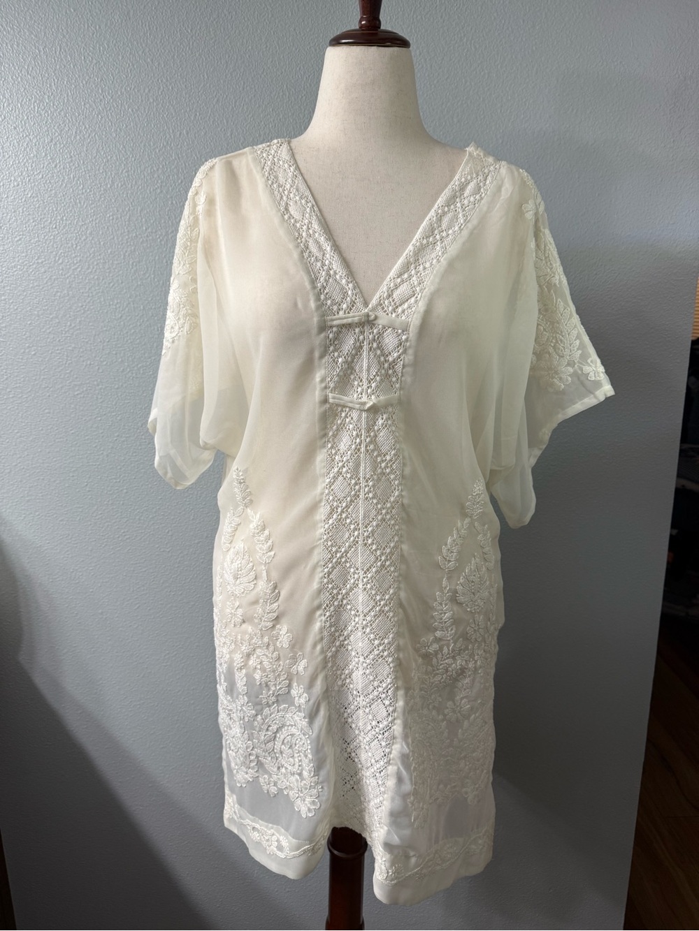 Young Threads Sheer Tunic Top, Cream Colored, S/M